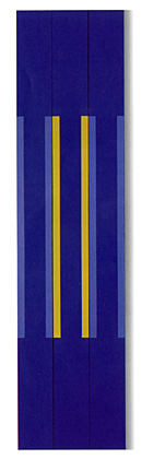 Marie-Th�r�se Vacossin: Triptychon 117 en jaune citrine, 1998, Acryl/Leinwand, 200x48cm