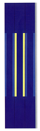 Marie-Th�r�se Vacossin: Triptychon 117 en jaune soufre, 1998, Acryl/Leinwand, 200x48cm